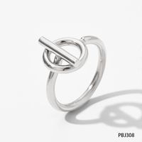 304 Stainless Steel 16K Gold Plated White Gold Plated Gold Plated Simple Style Plating Solid Color Rings sku image 5