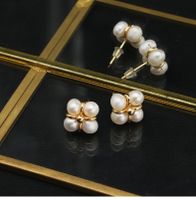1 Pair Cute Sweet Solid Color Plating Freshwater Pearl Sterling Silver 18k Gold Plated Ear Studs main image 3