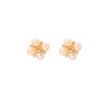 1 Pair Cute Sweet Solid Color Plating Freshwater Pearl Sterling Silver 18k Gold Plated Ear Studs sku image 1