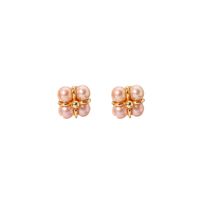 1 Pair Cute Sweet Solid Color Plating Freshwater Pearl Sterling Silver 18k Gold Plated Ear Studs sku image 3
