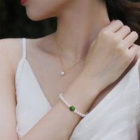 Retro Lady Solid Color Freshwater Pearl Beaded Plating 18k Gold Plated Bracelets main image 1