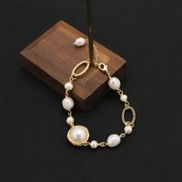 Retro Lady Solid Color Freshwater Pearl Beaded Plating 18k Gold Plated Bracelets sku image 7