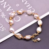 Retro Lady Solid Color Freshwater Pearl Beaded Plating 18k Gold Plated Bracelets sku image 11