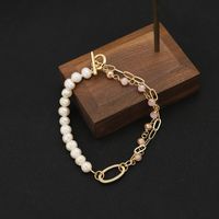 Retro Lady Solid Color Freshwater Pearl Beaded Plating 18k Gold Plated Bracelets sku image 17