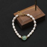 Retro Lady Solid Color Freshwater Pearl Beaded Plating 18k Gold Plated Bracelets sku image 24