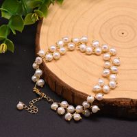 Retro Lady Solid Color Freshwater Pearl Beaded Plating 18k Gold Plated Bracelets sku image 28