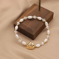 Retro Lady Solid Color Freshwater Pearl Beaded Plating 18k Gold Plated Bracelets sku image 30
