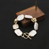 Retro Lady Solid Color Freshwater Pearl Beaded Plating 18k Gold Plated Bracelets sku image 37