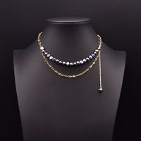 Original Design Geometric Freshwater Pearl Copper Plating 18k Gold Plated Necklace main image 2
