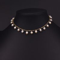 Retro Water Droplets Freshwater Pearl Copper Plating 18k Gold Plated Necklace main image 1