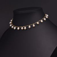 Retro Water Droplets Freshwater Pearl Copper Plating 18k Gold Plated Necklace sku image 1