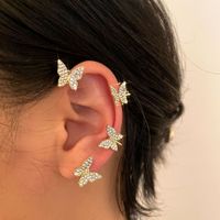 1 Piece Classic Style Butterfly Plating Inlay Alloy Rhinestones Earrings sku image 3