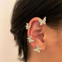 1 Piece Classic Style Butterfly Plating Inlay Alloy Rhinestones Earrings sku image 4