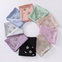 Femmes Style Simple Couleur Unie Fleur Mousseline De Soie Diamant Foulard main image 4