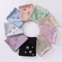 Women's Simple Style Solid Color Flower Chiffon Diamond Kerchief main image 4