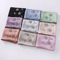 Femmes Style Simple Couleur Unie Fleur Mousseline De Soie Diamant Foulard main image 2