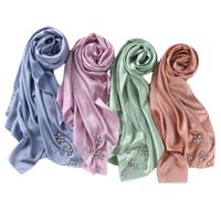 Women's Simple Style Solid Color Flower Chiffon Diamond Kerchief main image 3