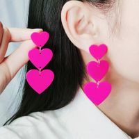 1 Pair Simple Style Heart Shape Printing Arylic Drop Earrings main image 3