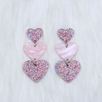 1 Pair Simple Style Heart Shape Printing Arylic Drop Earrings sku image 1
