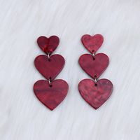 1 Pair Simple Style Heart Shape Printing Arylic Drop Earrings sku image 3