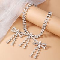 Elegant Wedding Bridal Bow Knot Alloy Inlay Rhinestones Women's Earrings Necklace main image 1
