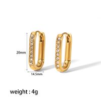 1 Pair Casual Oval Polishing Plating Inlay 304 Stainless Steel Zircon Earrings main image 3