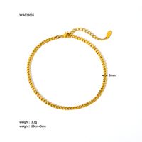 Modern Style British Style Solid Color 201 Stainless Steel Plating 18K Gold Plated Women's Anklet sku image 2