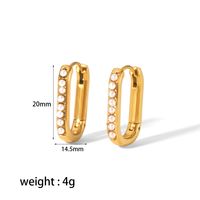 1 Pair Casual Oval Polishing Plating Inlay 304 Stainless Steel Zircon Earrings sku image 4