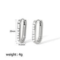 1 Pair Casual Oval Polishing Plating Inlay 304 Stainless Steel Zircon Earrings sku image 2