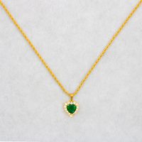Lady Heart Shape Stainless Steel Artificial Gemstones Pendant Necklace In Bulk sku image 1