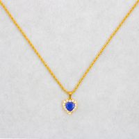 Lady Heart Shape Stainless Steel Artificial Gemstones Pendant Necklace In Bulk sku image 2