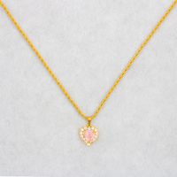 Lady Heart Shape Stainless Steel Artificial Gemstones Pendant Necklace In Bulk sku image 3