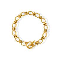 304 Stainless Steel 18K Gold Plated Simple Style Korean Style Plating Solid Color Bracelets Necklace sku image 1