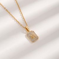 Simple Style Letter Titanium Steel Plating Inlay Zircon Gold Plated Pendant Necklace sku image 1