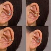 1 Piece Simple Style Star Plating Inlay Copper Rhinestones 14k Gold Plated Silver Plated Ear Cuffs main image 1
