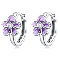 1 Pair Cute Floral Inlay Sterling Silver Zircon Earrings Ear Studs sku image 1