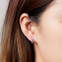 1 Pair Cute Floral Inlay Sterling Silver Zircon Earrings Ear Studs main image 3