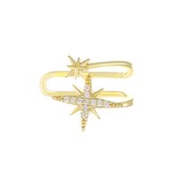 1 Pièce Style Simple Star Placage Incruster Le Cuivre Strass Plaqué Or 14k Plaqué Argent Clips D'oreille sku image 3