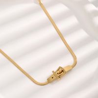 Simple Style Solid Color Titanium Steel Plating Inlay Zircon Gold Plated Pendant Necklace sku image 2