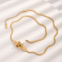 Simple Style Solid Color Titanium Steel Plating Inlay Zircon Gold Plated Pendant Necklace main image 7