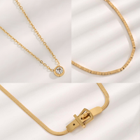 Simple Style Solid Color Titanium Steel Plating Inlay Zircon Gold Plated Pendant Necklace main image 1