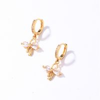 1 Pair Casual Vintage Style Shiny Heart Shape Bow Knot Plating Inlay 304 Stainless Steel Copper Zircon Drop Earrings main image 3