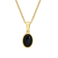 Stainless Steel Retro Simple Style Plating Inlay Oval Agate Necklace Pendant sku image 2