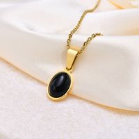 Stainless Steel Retro Simple Style Plating Inlay Oval Agate Necklace Pendant main image 5