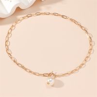 Ig Style Round Alloy Toggle Pearl Women's Pendant Necklace sku image 1