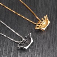 Casual Simple Style Crown Titanium Steel Plating Women's Pendant Necklace main image 4