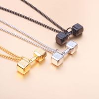 Casual Barbell Titanium Steel Plating Pendant Necklace main image 5