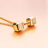 Casual Barbell Titanium Steel Plating Pendant Necklace main image 2