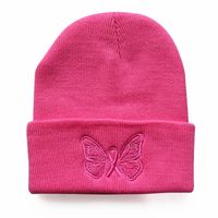 Women's Simple Style Butterfly Embroidery Crimping Wool Cap sku image 6