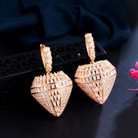 1 Pair Glam Geometric Water Droplets Plating Inlay Copper Zircon Rose Gold Plated Rhodium Plated Drop Earrings main image 4
